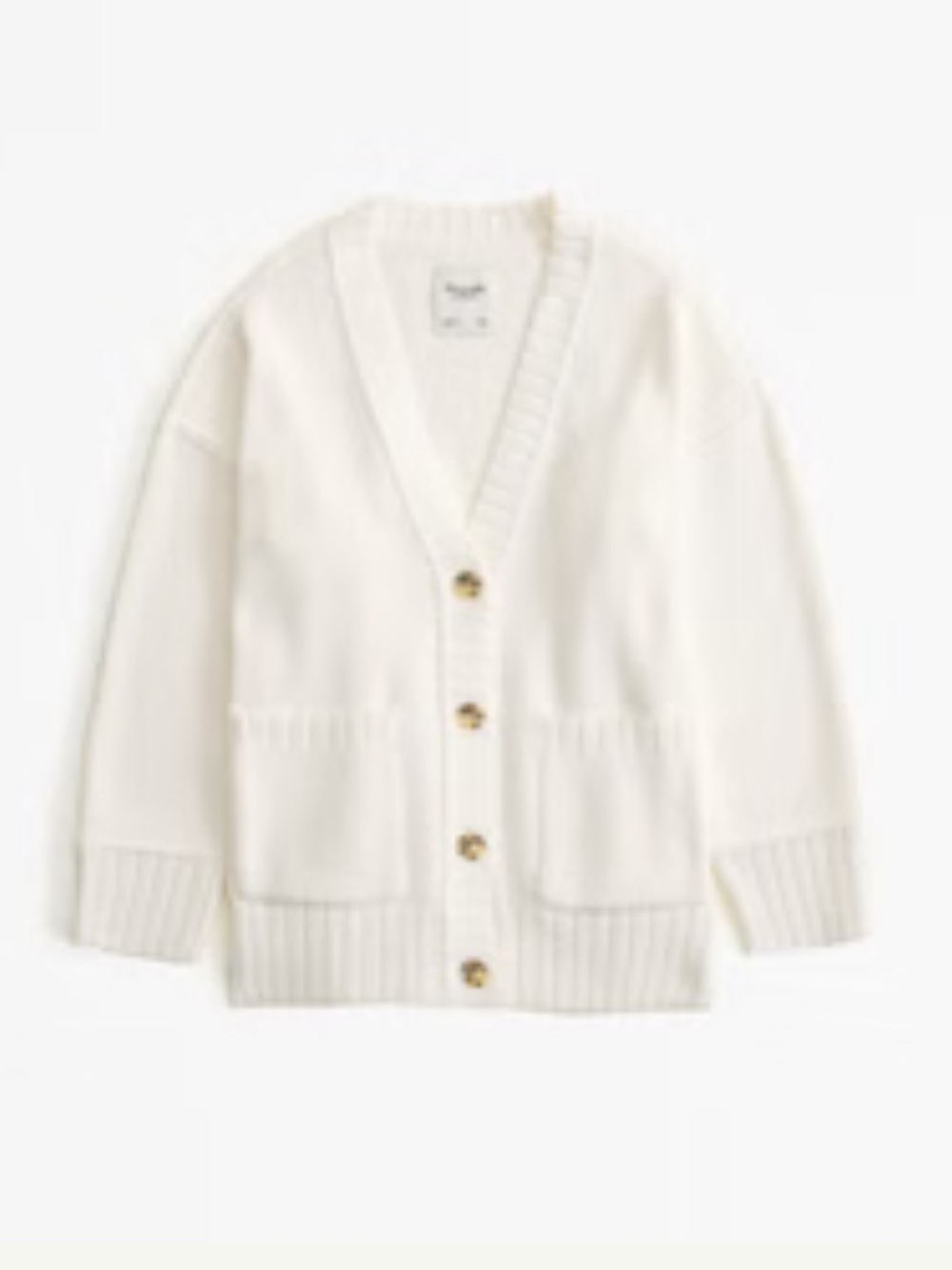 Abercrombie & Fitch Cream V-Neck Button Pocket Cardigan